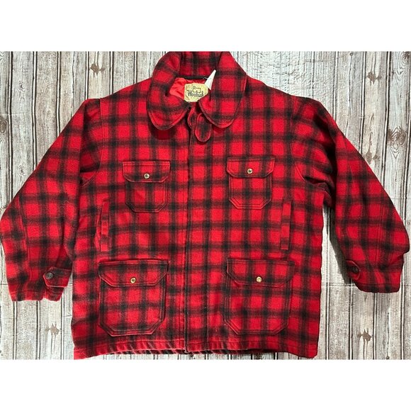 Woolrich Other - Woolrich Mackinaw Wool Buffalo lined quilted print Hunting Coat Sz 50 VTG 60s